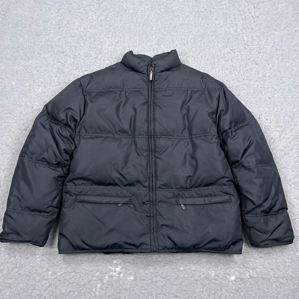 VTG Eddie Bauer Jacket Womens Medium Black Quilted Goose Down Puffer Winter Coat